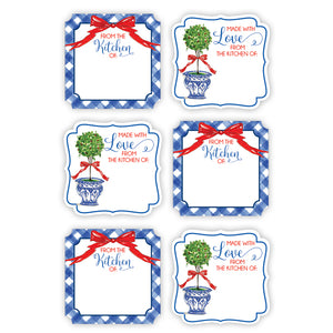 Blue Plaid with Bow and Topiary Die-Cut Sticker Sheets