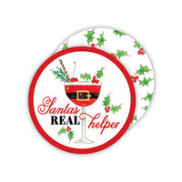 Santa's Real Helper Cocktail/Holly Paper Coasters