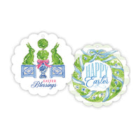Scalloped Bunny Topiaries Easter Gift Tags