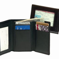 Monogrammed Leather Men's Tri-Fold with Double ID Window