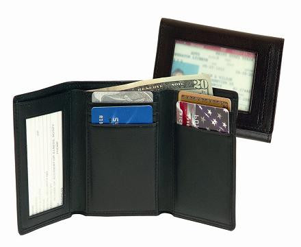 Monogrammed Leather Men's Tri-Fold with Double ID Window