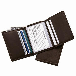 Monogrammed Leather Men's Tri-Fold Wallet