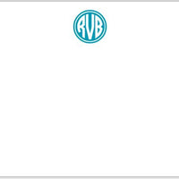 Kessler Circle Monogram Turquoise Flat Notecard