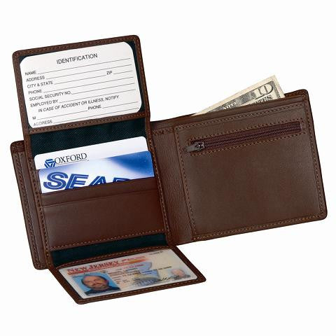 Monogrammed Leather Commuter Wallet