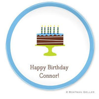 Birthday Cake Blue Melamine Plate