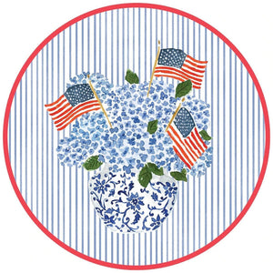 Flags and Hydrangeas Round Paper Placemats