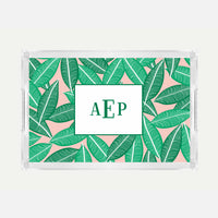 Monogrammed Banana Leaf Lucite Serving Tray
