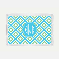 Monogrammed Geo Blue Lucite Serving Tray