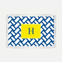Monogrammed Basketweave Lucite Serving Tray
