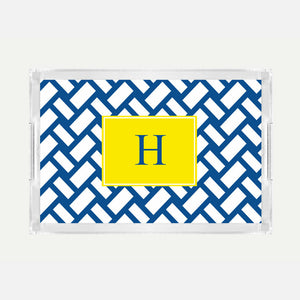 Monogrammed Basketweave Lucite Serving Tray