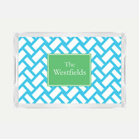 Monogrammed Basketweave Lucite Serving Tray
