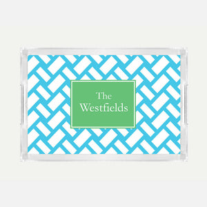 Monogrammed Basketweave Lucite Serving Tray