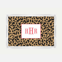 Monogrammed Leopard Lucite Serving Tray
