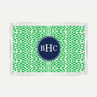 Monogrammed Green Reptile Lucite Serving Tray
