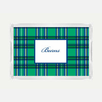 Monogrammed Plaid Lucite Serving Tray
