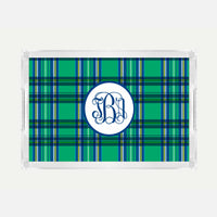 Monogrammed Plaid Lucite Serving Tray
