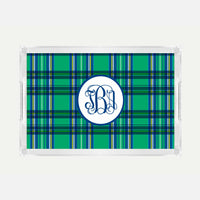 Monogrammed Plaid Lucite Serving Tray