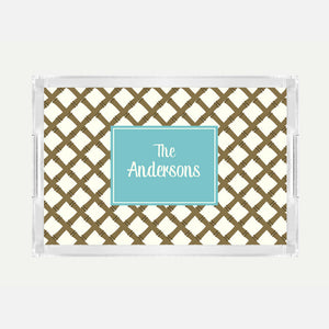 Monogrammed Bamboo Lucite Serving Tray