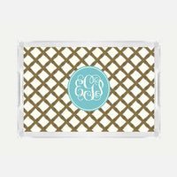 Monogrammed Bamboo Lucite Serving Tray
