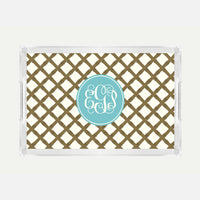 Monogrammed Bamboo Lucite Serving Tray
