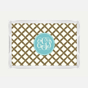 Monogrammed Bamboo Lucite Serving Tray