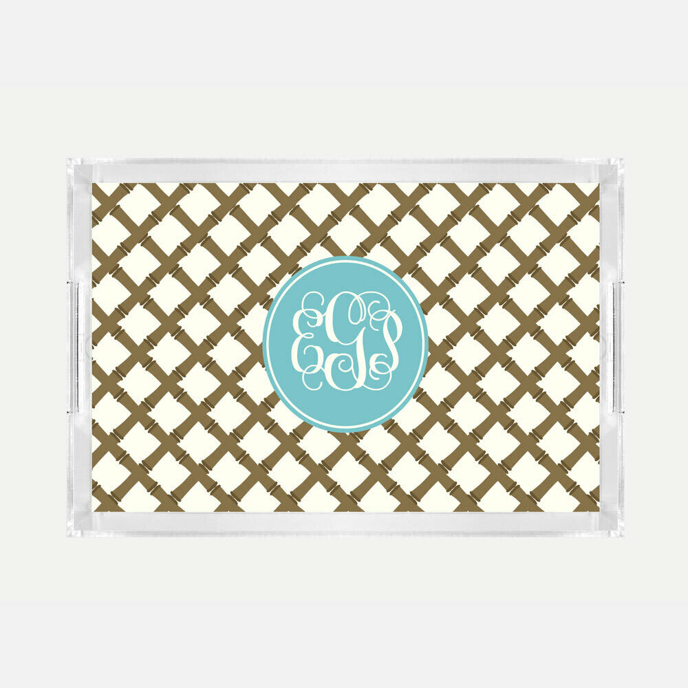 Monogrammed Bamboo Lucite Serving Tray