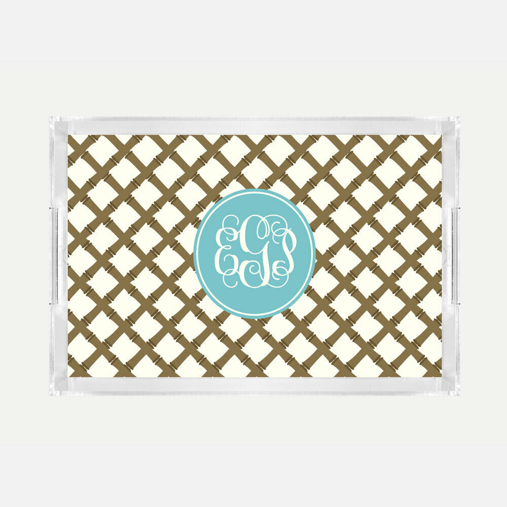 Monogrammed Bamboo Lucite Serving Tray