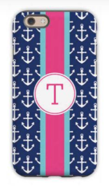Anchor Ribbon in Navy Phone Case