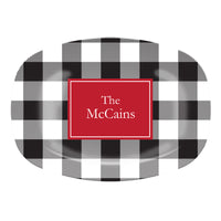 Monogrammed Buffalo Check Melamine Platter
