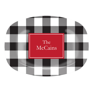 Monogrammed Buffalo Check Melamine Platter