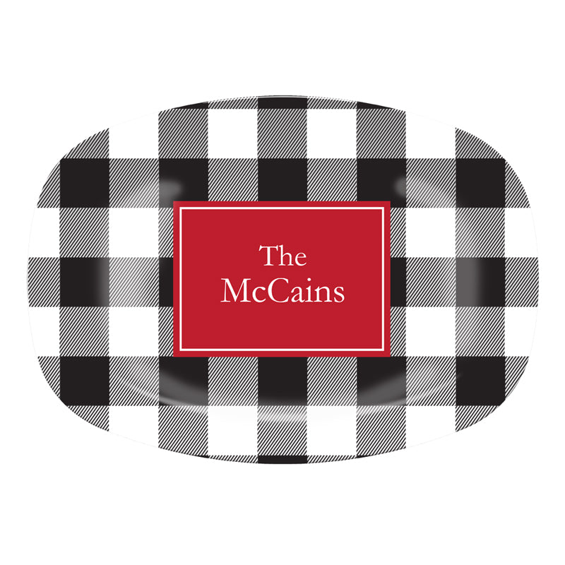 Monogrammed Buffalo Check Melamine Platter