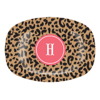 Monogrammed Leopard Melamine Platter
