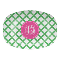 Monogrammed Bamboo Melamine Platter

