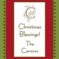 Antique Bead Border Red & Green Gift Enclosure Card