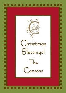 Antique Bead Border Red & Green Gift Enclosure Card