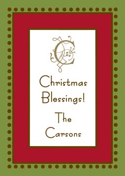 Antique Bead Border Red & Green Gift Enclosure Card