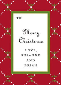 Fleur De Lis Red & Green Gift Enclosure Card or Gift Sticker