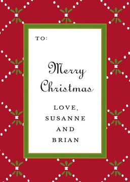 Fleur De Lis Red & Green Gift Enclosure Card or Gift Sticker