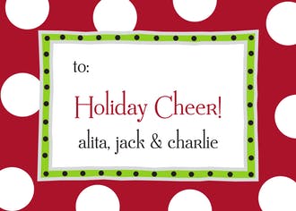 Big Dots White On Red Gift Enclosure Card or Gift Sticker