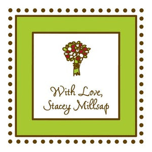 Antique Bead Border Green & Chocolate Gift Enclosure Card