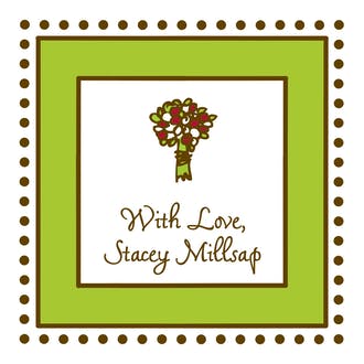 Antique Bead Border Green & Chocolate Gift Enclosure Card