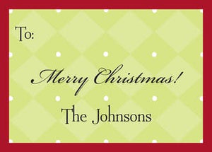 Diamonds & Dots Green & Red Gift Enclosure Card or Gift Sticker