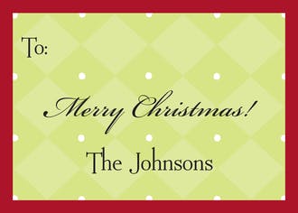 Diamonds & Dots Green & Red Gift Enclosure Card or Gift Sticker