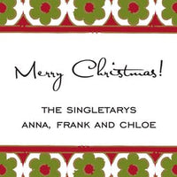 Circle Flowers Green & Red Gift Enclosure Card or Gift Sticker