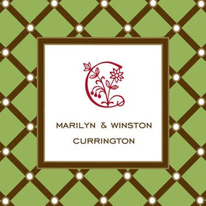 Square Diamonds Green Gift Enclosure Card or Gift Sticker