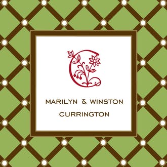 Square Diamonds Green Gift Enclosure Card or Gift Sticker