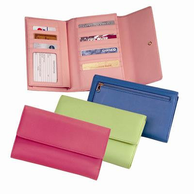 Monogrammed Leather Women's Checkbook Clutch