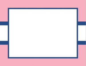 Stripe Light Pink and Navy Flat Notecard