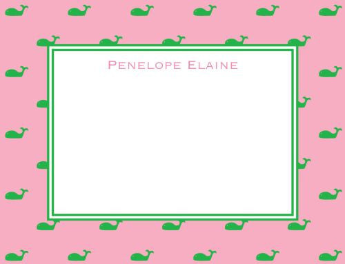 Whale Pink Flat Notecard  