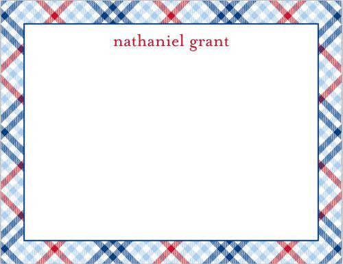 Check Blue and Red Flat Notecard  